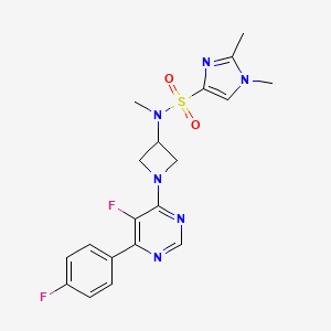 molecular formula C19H20F2N6O2S B2581341 N-{1-[5-fluoro-6-(4-fluorophenyl)pyrimidin-4-yl]azetidin-3-yl}-N,1,2-trimethyl-1H-imidazole-4-sulfonamide CAS No. 2380185-51-1