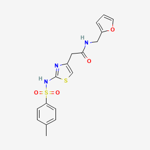 molecular formula C17H17N3O4S2 B2581382 N-(furan-2-ylmethyl)-2-(2-(4-methylphenylsulfonamido)thiazol-4-yl)acetamide CAS No. 921926-77-4