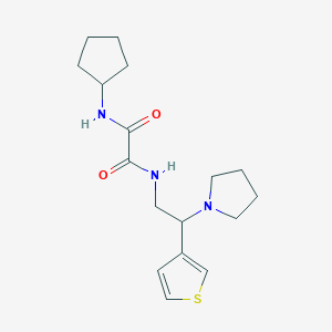 molecular formula C17H25N3O2S B2581448 N'-cyclopentyl-N-[2-(pyrrolidin-1-yl)-2-(thiophen-3-yl)ethyl]ethanediamide CAS No. 946303-04-4