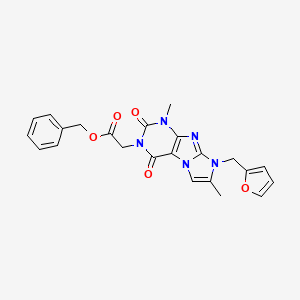 molecular formula C23H21N5O5 B2581515 benzyl 2-(8-(furan-2-ylmethyl)-1,7-dimethyl-2,4-dioxo-1H-imidazo[2,1-f]purin-3(2H,4H,8H)-yl)acetate CAS No. 887454-82-2