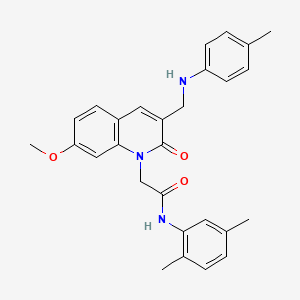 molecular formula C28H29N3O3 B2581521 N-(2,5-dimethylphenyl)-2-(7-methoxy-3-{[(4-methylphenyl)amino]methyl}-2-oxo-1,2-dihydroquinolin-1-yl)acetamide CAS No. 893786-10-2