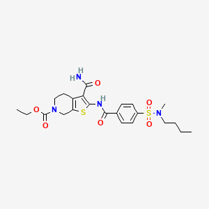 molecular formula C23H30N4O6S2 B2581523 ethyl 2-(4-(N-butyl-N-methylsulfamoyl)benzamido)-3-carbamoyl-4,5-dihydrothieno[2,3-c]pyridine-6(7H)-carboxylate CAS No. 449781-99-1