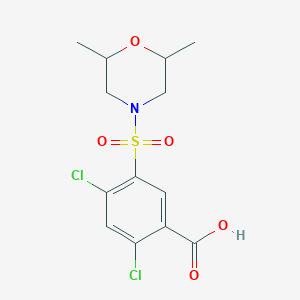molecular formula C13H15Cl2NO5S B2581634 2,4-Dichloro-5-[(2,6-dimethylmorpholin-4-yl)sulfonyl]benzoic acid CAS No. 727674-93-3