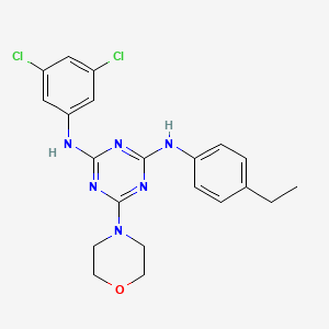 molecular formula C21H22Cl2N6O B2581686 N2-(3,5-dichlorophenyl)-N4-(4-ethylphenyl)-6-(morpholin-4-yl)-1,3,5-triazine-2,4-diamine CAS No. 898648-71-0