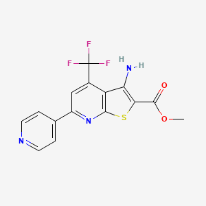 molecular formula C15H10F3N3O2S B2581697 methyl 3-amino-6-(pyridin-4-yl)-4-(trifluoromethyl)thieno[2,3-b]pyridine-2-carboxylate CAS No. 625377-72-2