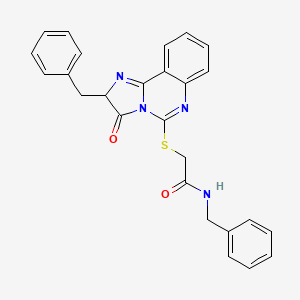 molecular formula C26H22N4O2S B2581729 N-benzyl-2-({2-benzyl-3-oxo-2H,3H-imidazo[1,2-c]quinazolin-5-yl}sulfanyl)acetamide CAS No. 958708-55-9