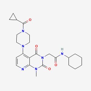 molecular formula C24H32N6O4 B2581772 N-cyclohexyl-2-(5-(4-(cyclopropanecarbonyl)piperazin-1-yl)-1-methyl-2,4-dioxo-1,2-dihydropyrido[2,3-d]pyrimidin-3(4H)-yl)acetamide CAS No. 1021123-64-7