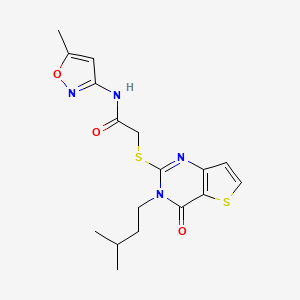 molecular formula C17H20N4O3S2 B2581777 N-(5-methyl-1,2-oxazol-3-yl)-2-{[3-(3-methylbutyl)-4-oxo-3H,4H-thieno[3,2-d]pyrimidin-2-yl]sulfanyl}acetamide CAS No. 440329-85-1