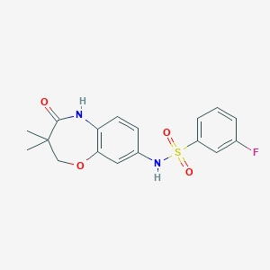 molecular formula C17H17FN2O4S B2581834 N-(3,3-dimethyl-4-oxo-2,3,4,5-tetrahydrobenzo[b][1,4]oxazepin-8-yl)-3-fluorobenzenesulfonamide CAS No. 922021-72-5