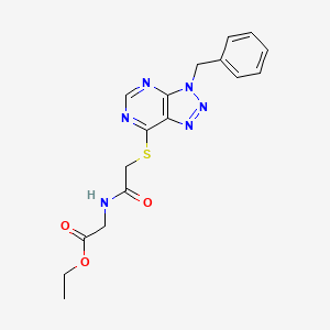 molecular formula C17H18N6O3S B2581934 ethyl 2-(2-((3-benzyl-3H-[1,2,3]triazolo[4,5-d]pyrimidin-7-yl)thio)acetamido)acetate CAS No. 896678-12-9