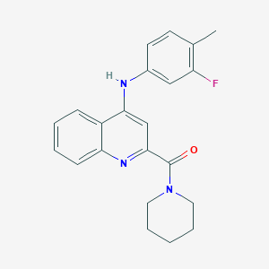 molecular formula C22H22FN3O B2581956 N-(3-fluoro-4-methylphenyl)-2-(piperidine-1-carbonyl)quinolin-4-amine CAS No. 1207006-10-7