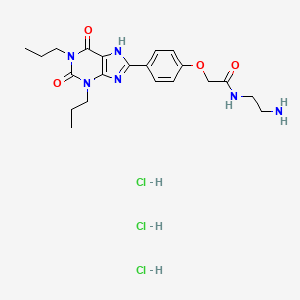 molecular formula C21H31Cl3N6O4 B2581971 N-(2-Aminoethyl)-2-(4-(2,6-dioxo-1,3-dipropyl-2,3,6,7-tetrahydro-1H-purin-8-yl)phenoxy)acetamide trihydrochloride CAS No. 2459963-12-1