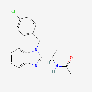 molecular formula C19H20ClN3O B2582029 N-(1-{1-[(4-chlorophenyl)methyl]-1H-1,3-benzodiazol-2-yl}ethyl)propanamide CAS No. 692747-05-0