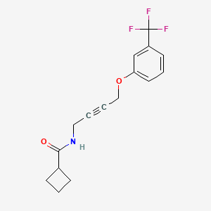 molecular formula C16H16F3NO2 B2582074 N-(4-(3-(trifluoromethyl)phenoxy)but-2-yn-1-yl)cyclobutanecarboxamide CAS No. 1428352-39-9