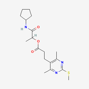 B2582080 1-(Cyclopentylcarbamoyl)ethyl 3-[4,6-dimethyl-2-(methylsulfanyl)pyrimidin-5-yl]propanoate CAS No. 1111458-33-3