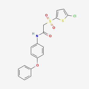 molecular formula C18H14ClNO4S2 B2582085 2-((5-chlorothiophen-2-yl)sulfonyl)-N-(4-phenoxyphenyl)acetamide CAS No. 1020970-95-9