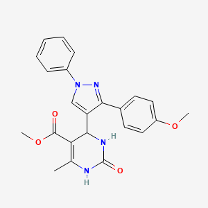 molecular formula C23H22N4O4 B2582105 methyl 4-[3-(4-methoxyphenyl)-1-phenyl-1H-pyrazol-4-yl]-6-methyl-2-oxo-1,2,3,4-tetrahydropyrimidine-5-carboxylate CAS No. 438244-03-2