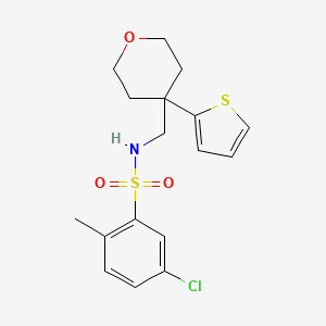 5-chloro-2-methyl-N-((4-(thiophen-2-yl)tetrahydro-2H-pyran-4-yl)methyl)benzenesulfonamide