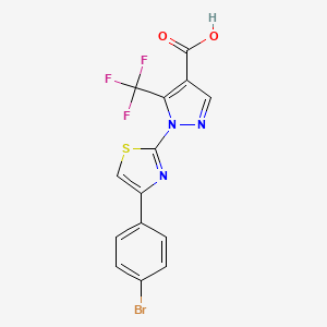 molecular formula C14H7BrF3N3O2S B2582146 1-[4-(4-bromophenyl)-1,3-thiazol-2-yl]-5-(trifluoromethyl)-1H-pyrazole-4-carboxylic acid CAS No. 956754-06-6
