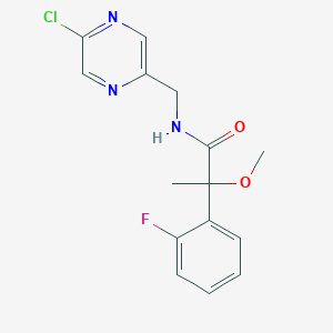 molecular formula C15H15ClFN3O2 B2582217 N-[(5-chloropyrazin-2-yl)methyl]-2-(2-fluorophenyl)-2-methoxypropanamide CAS No. 2094584-77-5
