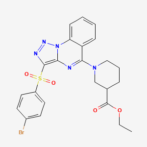 molecular formula C23H22BrN5O4S B2582289 ETHYL 1-[3-(4-BROMOBENZENESULFONYL)-[1,2,3]TRIAZOLO[1,5-A]QUINAZOLIN-5-YL]PIPERIDINE-3-CARBOXYLATE CAS No. 895640-33-2