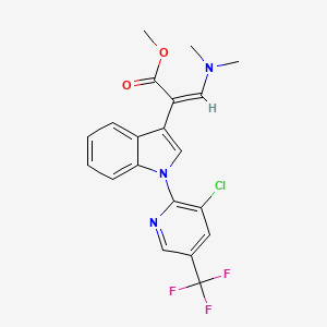 molecular formula C20H17ClF3N3O2 B2582333 methyl (2Z)-2-{1-[3-chloro-5-(trifluoromethyl)pyridin-2-yl]-1H-indol-3-yl}-3-(dimethylamino)prop-2-enoate CAS No. 339099-30-8