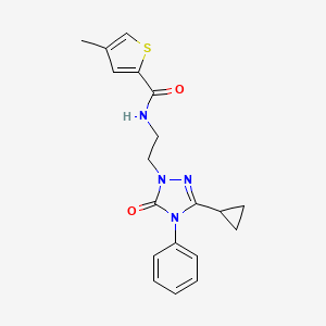 molecular formula C19H20N4O2S B2582395 N-(2-(3-cyclopropyl-5-oxo-4-phenyl-4,5-dihydro-1H-1,2,4-triazol-1-yl)ethyl)-4-methylthiophene-2-carboxamide CAS No. 1396682-73-7