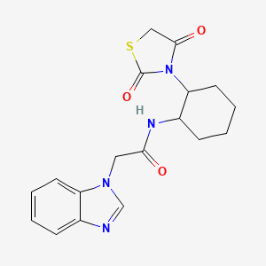molecular formula C18H20N4O3S B2582444 2-(1H-benzo[d]imidazol-1-yl)-N-(2-(2,4-dioxothiazolidin-3-yl)cyclohexyl)acetamide CAS No. 1207008-97-6