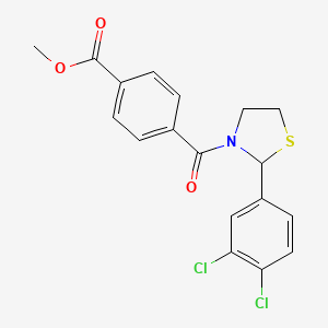 molecular formula C18H15Cl2NO3S B2582491 methyl 4-[2-(3,4-dichlorophenyl)-1,3-thiazolidine-3-carbonyl]benzoate CAS No. 2034287-94-8