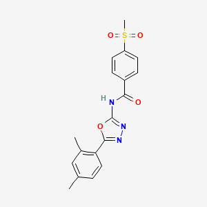 molecular formula C18H17N3O4S B2582492 N-[5-(2,4-dimethylphenyl)-1,3,4-oxadiazol-2-yl]-4-methanesulfonylbenzamide CAS No. 896346-32-0