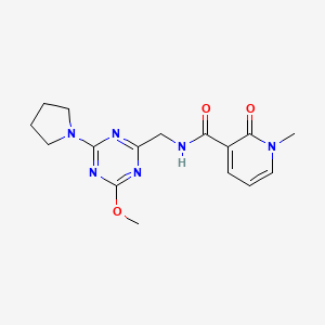 molecular formula C16H20N6O3 B2582509 N-((4-methoxy-6-(pyrrolidin-1-yl)-1,3,5-triazin-2-yl)methyl)-1-methyl-2-oxo-1,2-dihydropyridine-3-carboxamide CAS No. 2034468-87-4