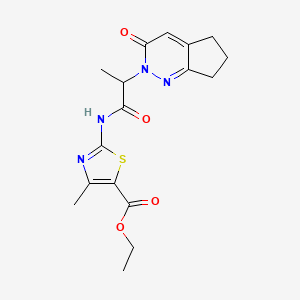 ethyl 4-methyl-2-(2-(3-oxo-3,5,6,7-tetrahydro-2H-cyclopenta[c]pyridazin-2-yl)propanamido)thiazole-5-carboxylate