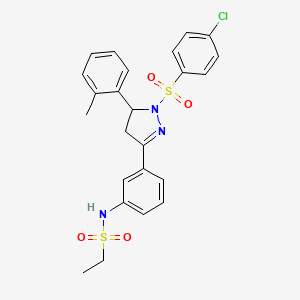 N-(3-(1-((4-chlorophenyl)sulfonyl)-5-(o-tolyl)-4,5-dihydro-1H-pyrazol-3-yl)phenyl)ethanesulfonamide