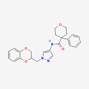 N-{1-[(2,3-dihydro-1,4-benzodioxin-2-yl)methyl]-1H-pyrazol-4-yl}-4-phenyloxane-4-carboxamide