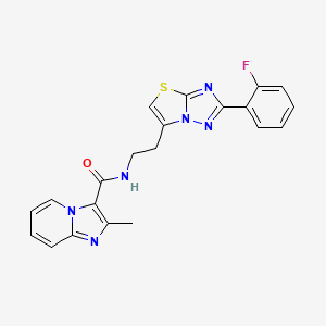 N-(2-(2-(2-fluorophenyl)thiazolo[3,2-b][1,2,4]triazol-6-yl)ethyl)-2-methylimidazo[1,2-a]pyridine-3-carboxamide