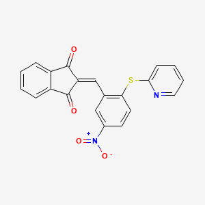 2-((5-Nitro-2-(2-pyridylthio)phenyl)methylene)indane-1,3-dione