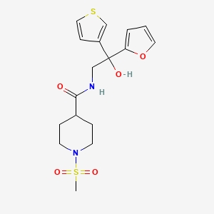 molecular formula C17H22N2O5S2 B2582645 N-[2-(furan-2-yl)-2-hydroxy-2-(thiophen-3-yl)ethyl]-1-methanesulfonylpiperidine-4-carboxamide CAS No. 2097861-75-9