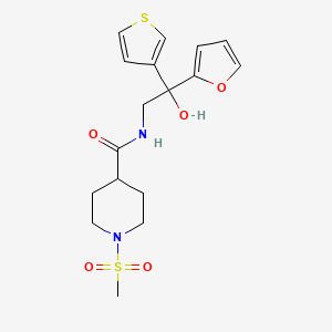 N-[2-(furan-2-yl)-2-hydroxy-2-(thiophen-3-yl)ethyl]-1-methanesulfonylpiperidine-4-carboxamide