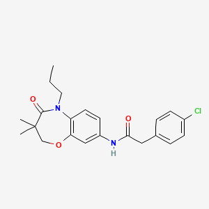 molecular formula C22H25ClN2O3 B2582655 2-(4-chlorophenyl)-N-(3,3-dimethyl-4-oxo-5-propyl-2,3,4,5-tetrahydro-1,5-benzoxazepin-8-yl)acetamide CAS No. 921869-91-2