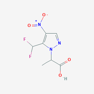 molecular formula C7H7F2N3O4 B2582657 2-[5-(difluoromethyl)-4-nitro-1H-pyrazol-1-yl]propanoic acid CAS No. 1946813-25-7