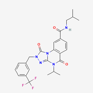 molecular formula C25H26F3N5O3 B2582661 N-(2-methylpropyl)-1,5-dioxo-4-(propan-2-yl)-2-{[3-(trifluoromethyl)phenyl]methyl}-1H,2H,4H,5H-[1,2,4]triazolo[4,3-a]quinazoline-8-carboxamide CAS No. 1242906-88-2
