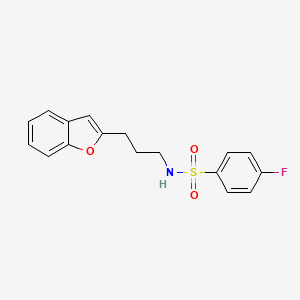 molecular formula C17H16FNO3S B2582686 N-(3-(benzofuran-2-yl)propyl)-4-fluorobenzenesulfonamide CAS No. 2034281-22-4
