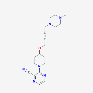 molecular formula C20H28N6O B2582704 3-(4-{[4-(4-Ethylpiperazin-1-yl)but-2-yn-1-yl]oxy}piperidin-1-yl)pyrazine-2-carbonitrile CAS No. 2415454-19-0