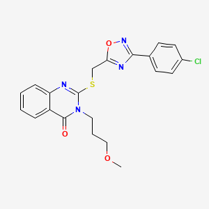 molecular formula C21H19ClN4O3S B2582706 2-(((3-(4-chlorophenyl)-1,2,4-oxadiazol-5-yl)methyl)thio)-3-(3-methoxypropyl)quinazolin-4(3H)-one CAS No. 946252-72-8