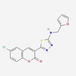 molecular formula C16H10ClN3O3S B2582708 6-Chloro-3-[5-(furan-2-ylmethylamino)-1,3,4-thiadiazol-2-yl]chromen-2-one CAS No. 690215-54-4