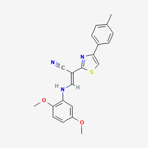 (E)-3-((2,5-dimethoxyphenyl)amino)-2-(4-(p-tolyl)thiazol-2-yl)acrylonitrile