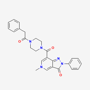 molecular formula C26H25N5O3 B2582717 5-methyl-2-phenyl-7-(4-(2-phenylacetyl)piperazine-1-carbonyl)-2H-pyrazolo[4,3-c]pyridin-3(5H)-one CAS No. 1021095-64-6