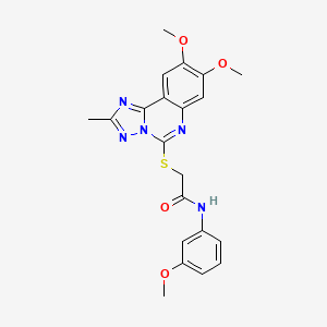 molecular formula C21H21N5O4S B2582723 2-((8,9-dimethoxy-2-methyl-[1,2,4]triazolo[1,5-c]quinazolin-5-yl)thio)-N-(3-methoxyphenyl)acetamide CAS No. 901755-72-4