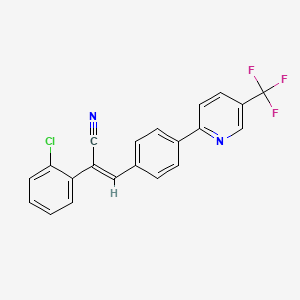 molecular formula C21H12ClF3N2 B2582728 (Z)-2-(2-chlorophenyl)-3-{4-[5-(trifluoromethyl)-2-pyridinyl]phenyl}-2-propenenitrile CAS No. 2065711-23-9