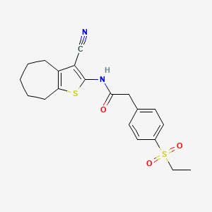 molecular formula C20H22N2O3S2 B2582746 N-{3-cyano-4H,5H,6H,7H,8H-cyclohepta[b]thiophen-2-yl}-2-[4-(ethanesulfonyl)phenyl]acetamide CAS No. 941992-49-0